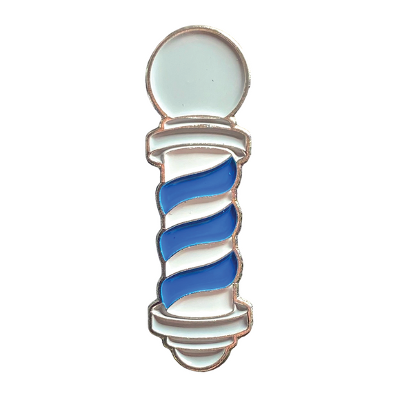 Barber's Pole Pin (Blue/White/Silver)