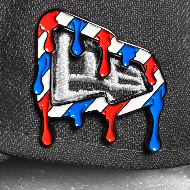 Barber Melted Stripes Frame Pin - Flag