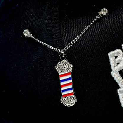 Icy Barber Pole - Silver Chain Pin (Red/White/Blue)