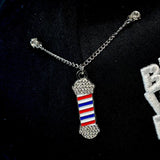 Icy Barber Pole - Silver Chain Pin (Red/White/Blue)
