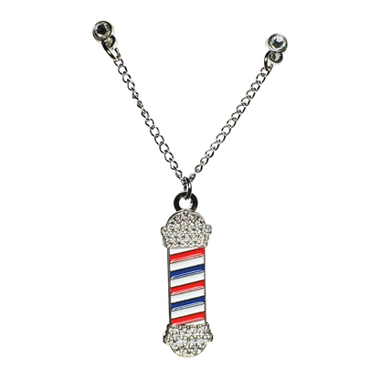 Icy Barber Pole - Silver Chain Pin (Red/White/Blue)