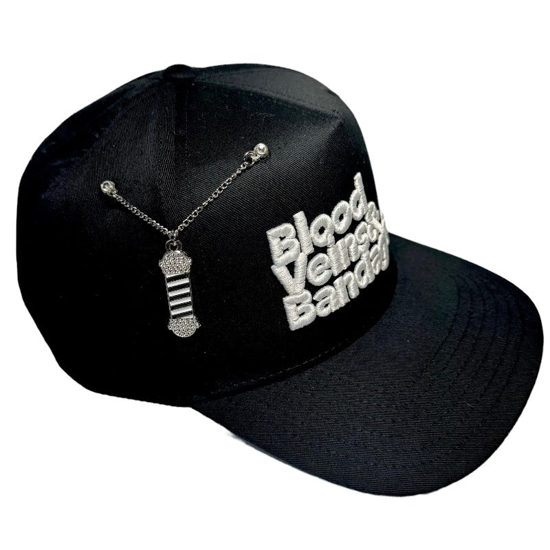 Icy Barber Pole - Silver Chain Pin (Black/White)