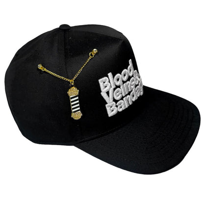 Icy Barber Pole - Gold Chain Pin (Black/White)