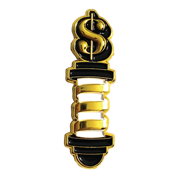 Money Sign Pole Barber Pin