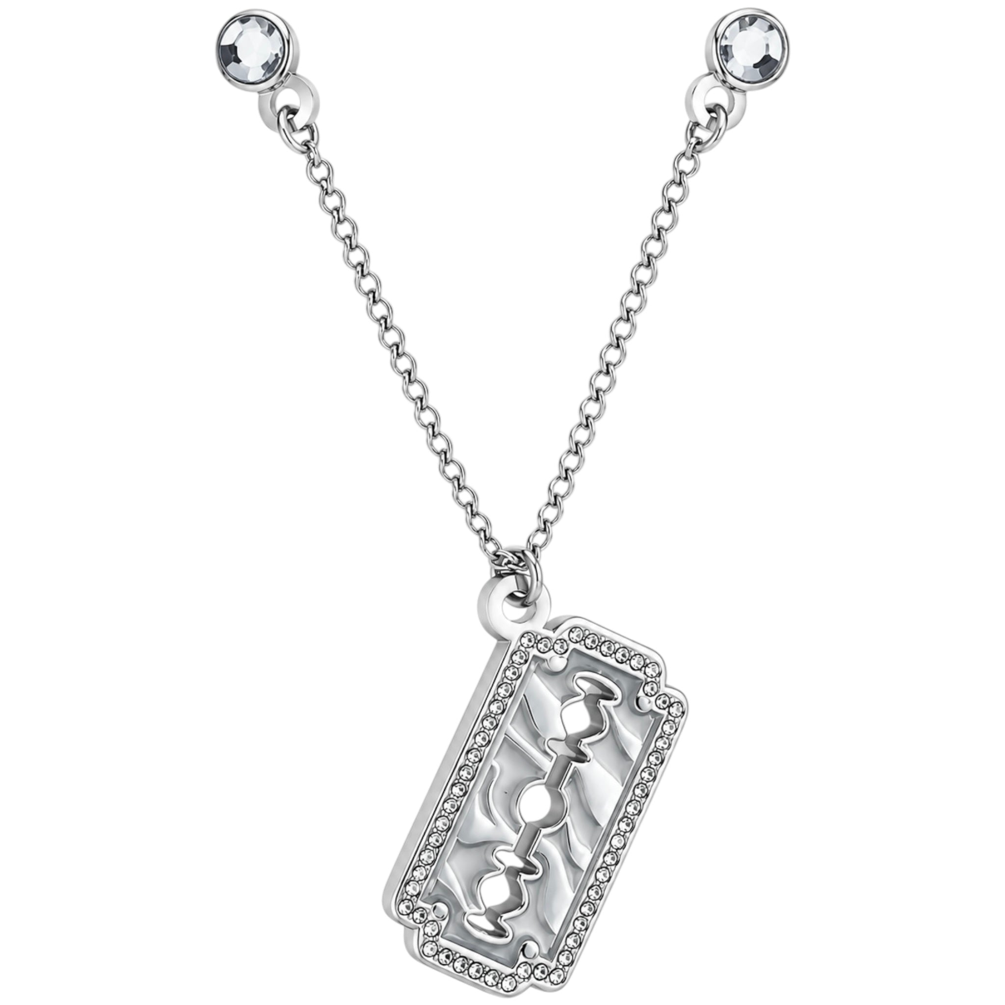 Reflection Blade Barber Chain Pin - Silver