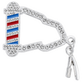 Barber's Pole Icy Flag Pin with Razor - Silver/Traditional