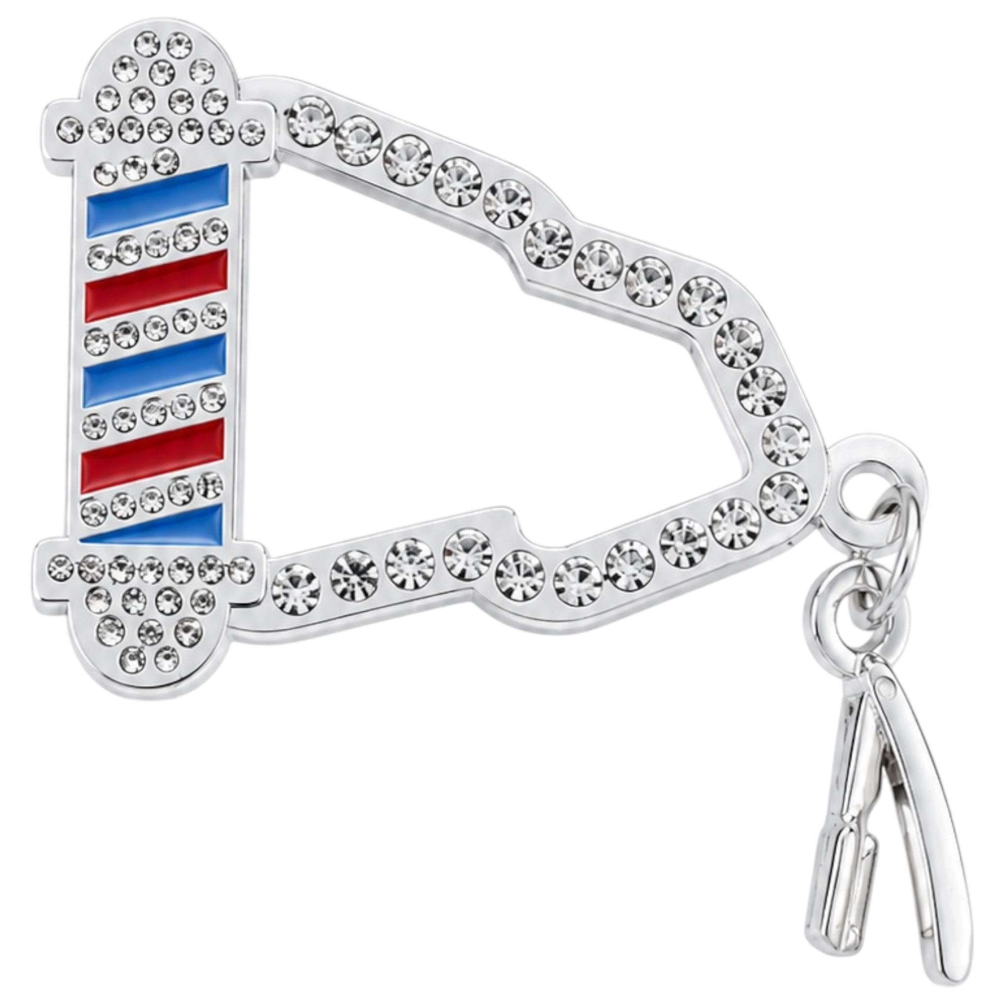 Barber's Pole Icy Flag Pin with Razor - Silver/Traditional