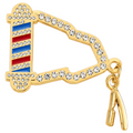 Barber's Pole Icy Flag Pin with Razor - Gold/Traditional