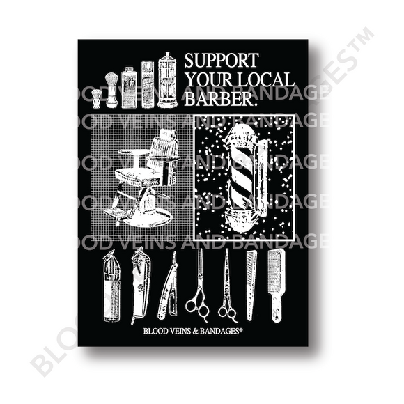 Support Your Local Barber II Barber Poster - 18in x 24in