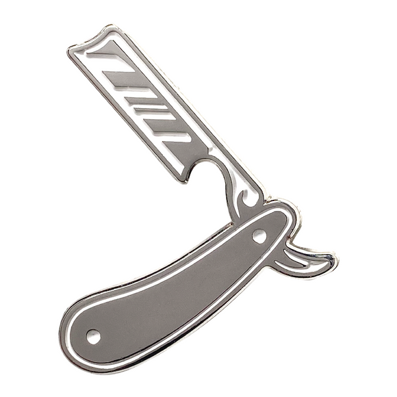 Traditional Straight Razor Barber Pin - Silver