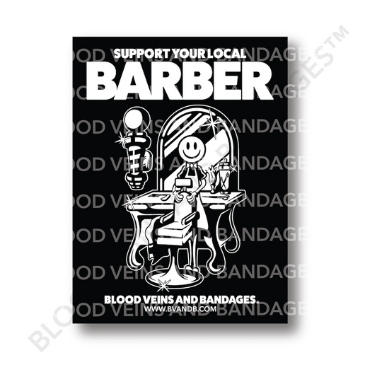 Support Your Local Barber Poster Black - 18in x 24in