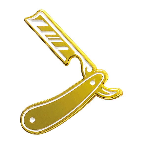 Traditional Straight Razor Barber Pin - Gold